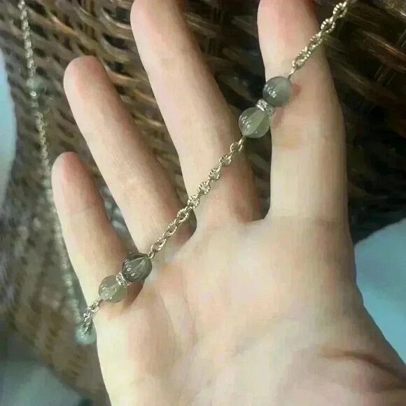 Vintage j crew long bead and gold chain necklace - Picture 2 of 3